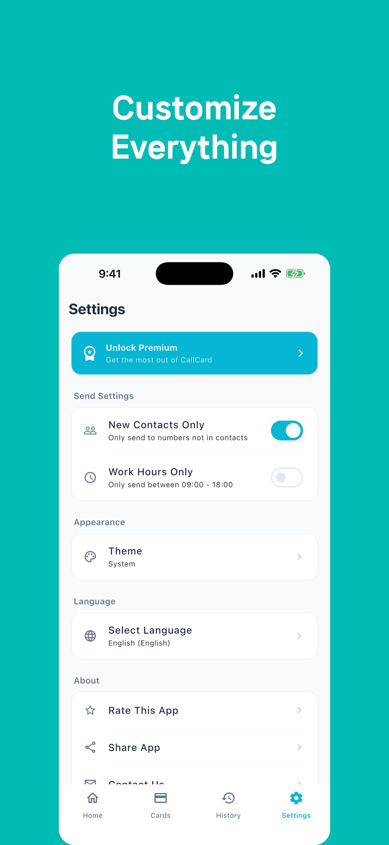 callcard screenshot